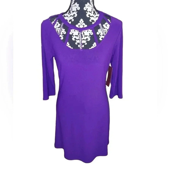 PURPLE Rhinestone Embellished Dress NWT - Picture 1 of 5